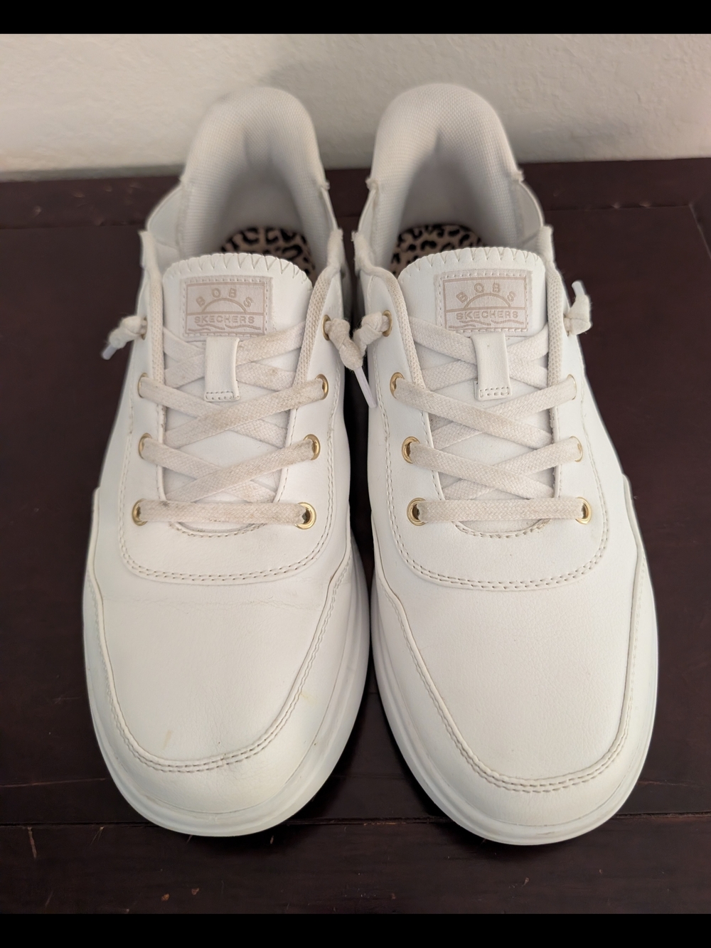 Skechers X Bob's White Platform Sneakers with Gold Eyelets Size 9.5